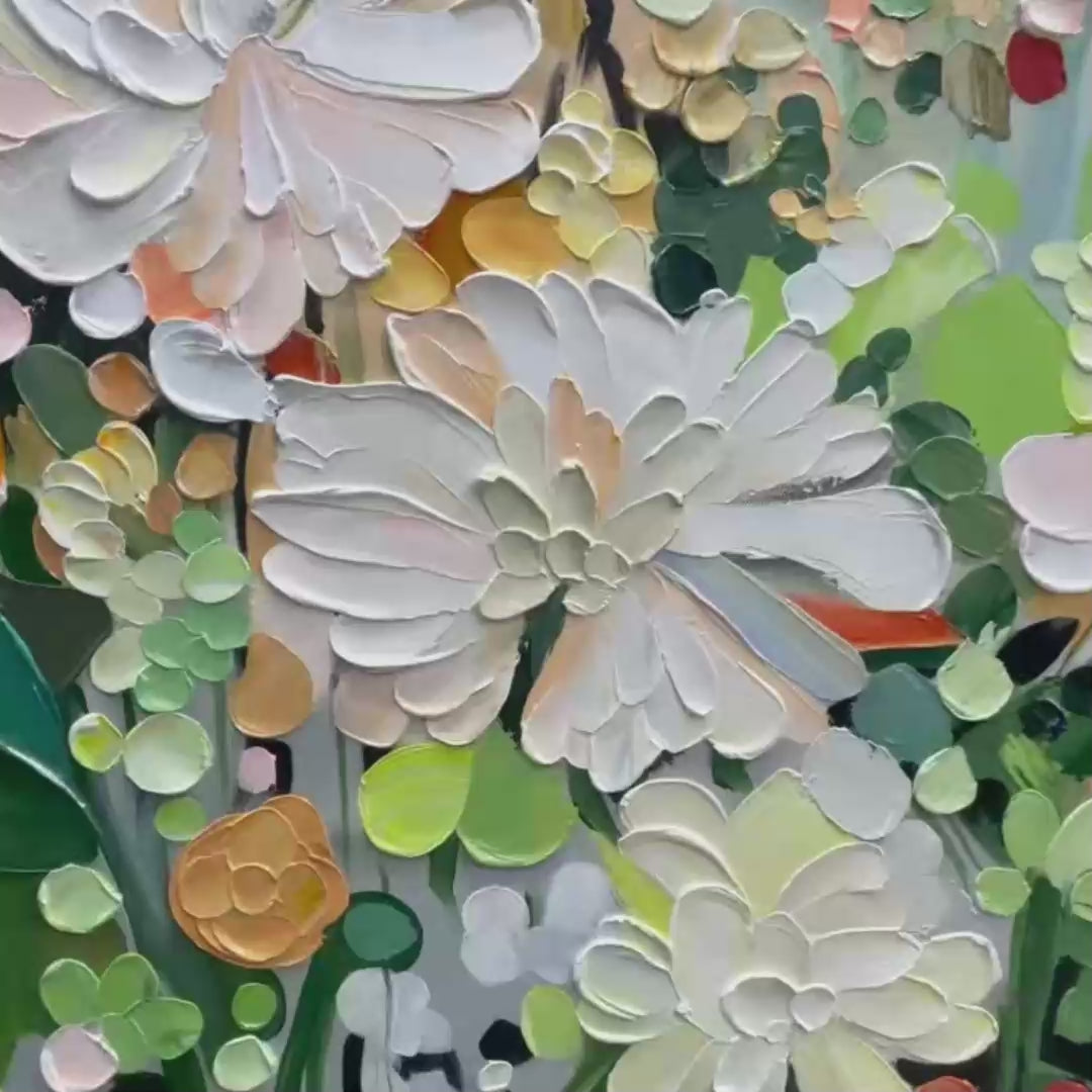 Blushing Blooms – Floral Impasto Painting, view 3