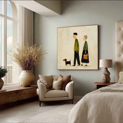 Textured Figurative Couple Oil Painting – A Lifetime'S Walk