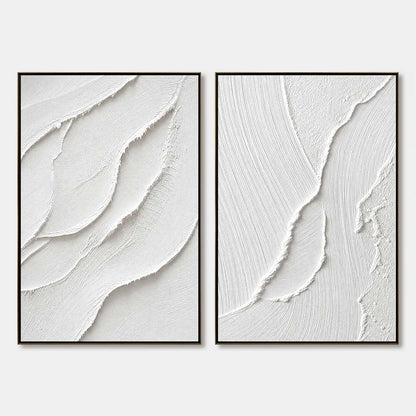 Aegean Calm hand-painted white and soft beige textured ocean wave painting rolled canvas option