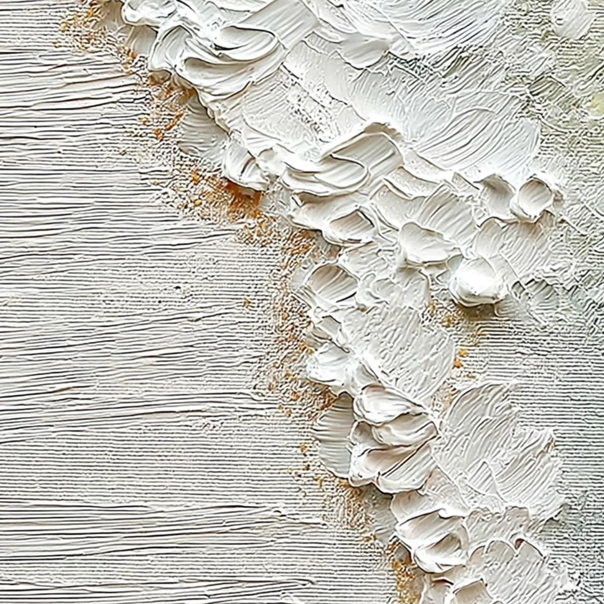Aegean Foam hand-painted ocean blue, ivory and soft neutral tones textured coastal abstract painting shown with gold frame
