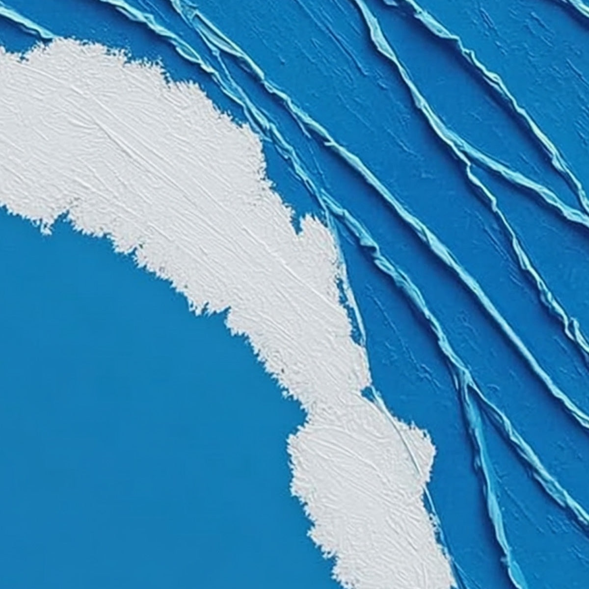 Aegean Tide hand-painted white and soft beige textured ocean wave painting shown with white frame