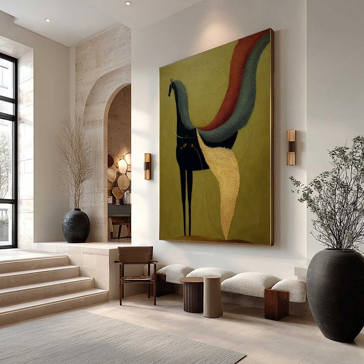 Gold Wabi-Sabi Horse Impasto Oil Painting – Aeon's Tapestry