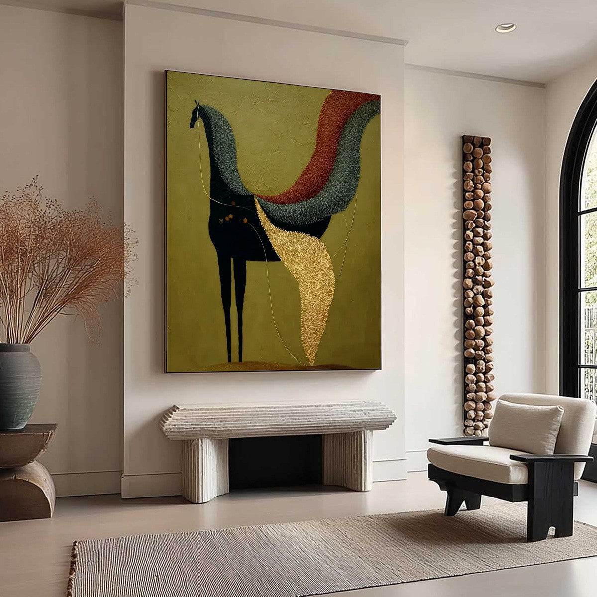 Gold Wabi-Sabi Horse Impasto Oil Painting – Aeon's Tapestry