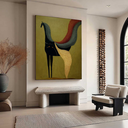 Gold Wabi-Sabi Horse Impasto Oil Painting – Aeon's Tapestry