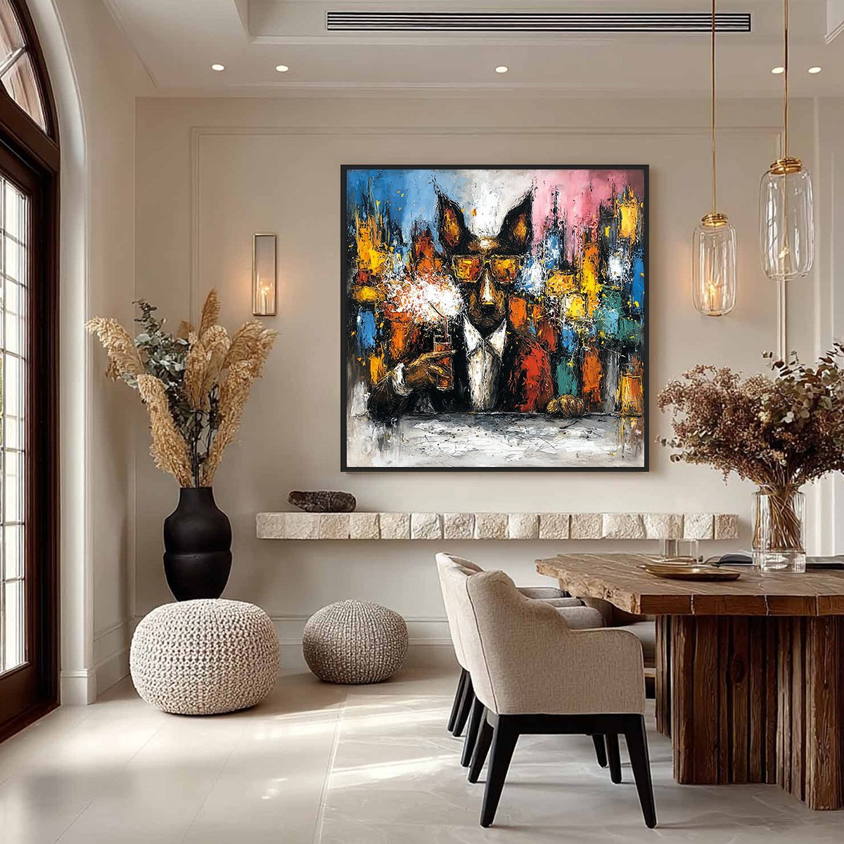 AFTER HOURS Abstract Dog Oil Painting – Dog Impasto Oil Painting, view 4
