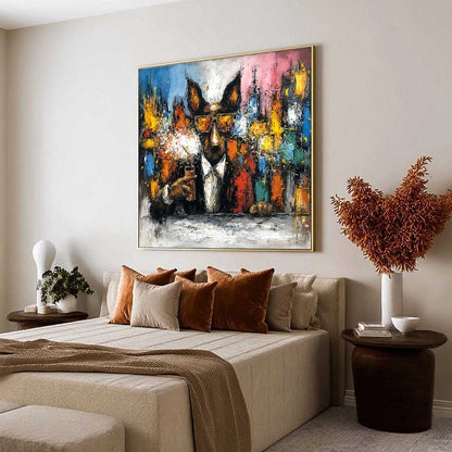 Colorful Abstract Dog Impasto Oil Painting – AFTER HOURS