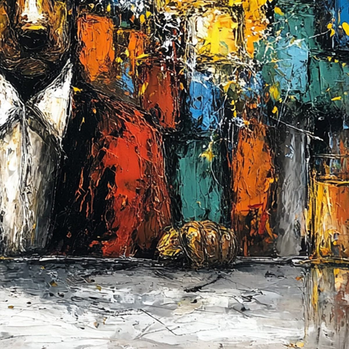 AFTER HOURS Abstract Dog Oil Painting – Dog Impasto Oil Painting, view 5