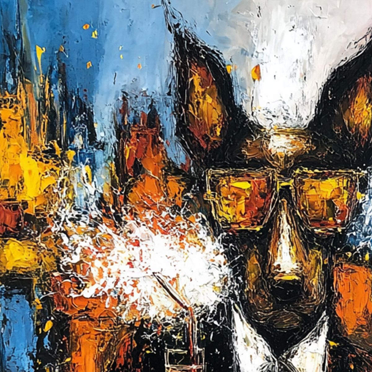 AFTER HOURS Abstract Dog Oil Painting – Dog Impasto Oil Painting, view 3