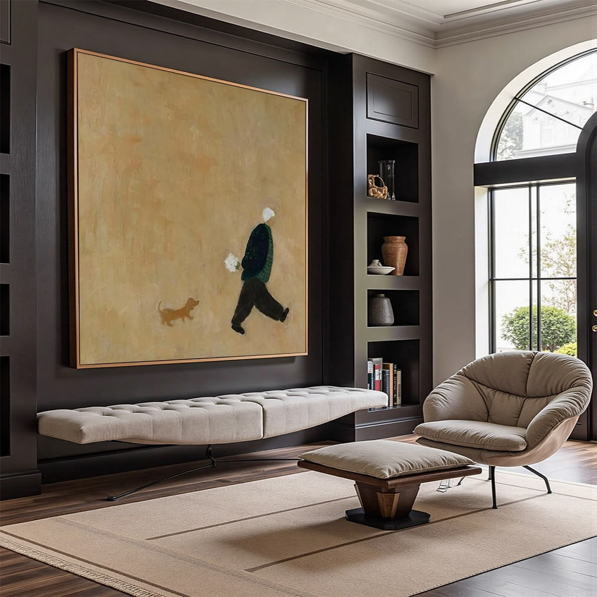 Afternoon Stroll – Minimalist Figurative Oil Painting, view 2