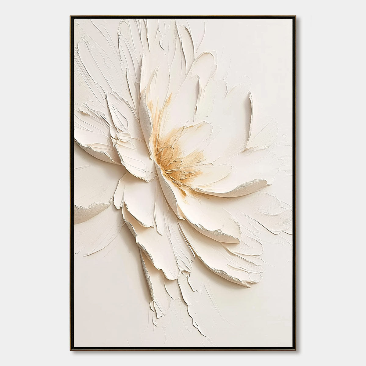 Alabaster Bloom – Minimalist Peony Impasto Oil Painting, view 1