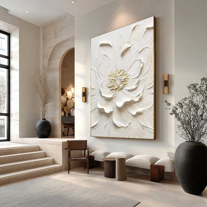 Alabaster Bloom – Peony Impasto Painting, view 5