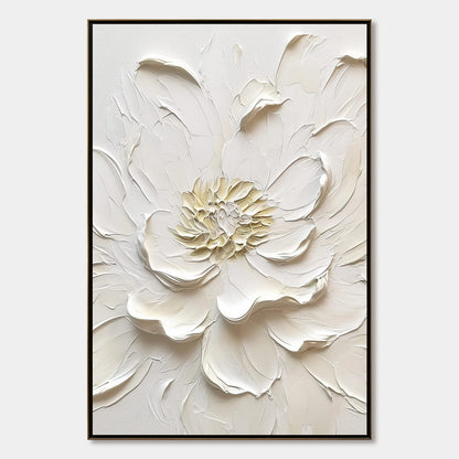 Alabaster Bloom – Peony Impasto Painting, view 1