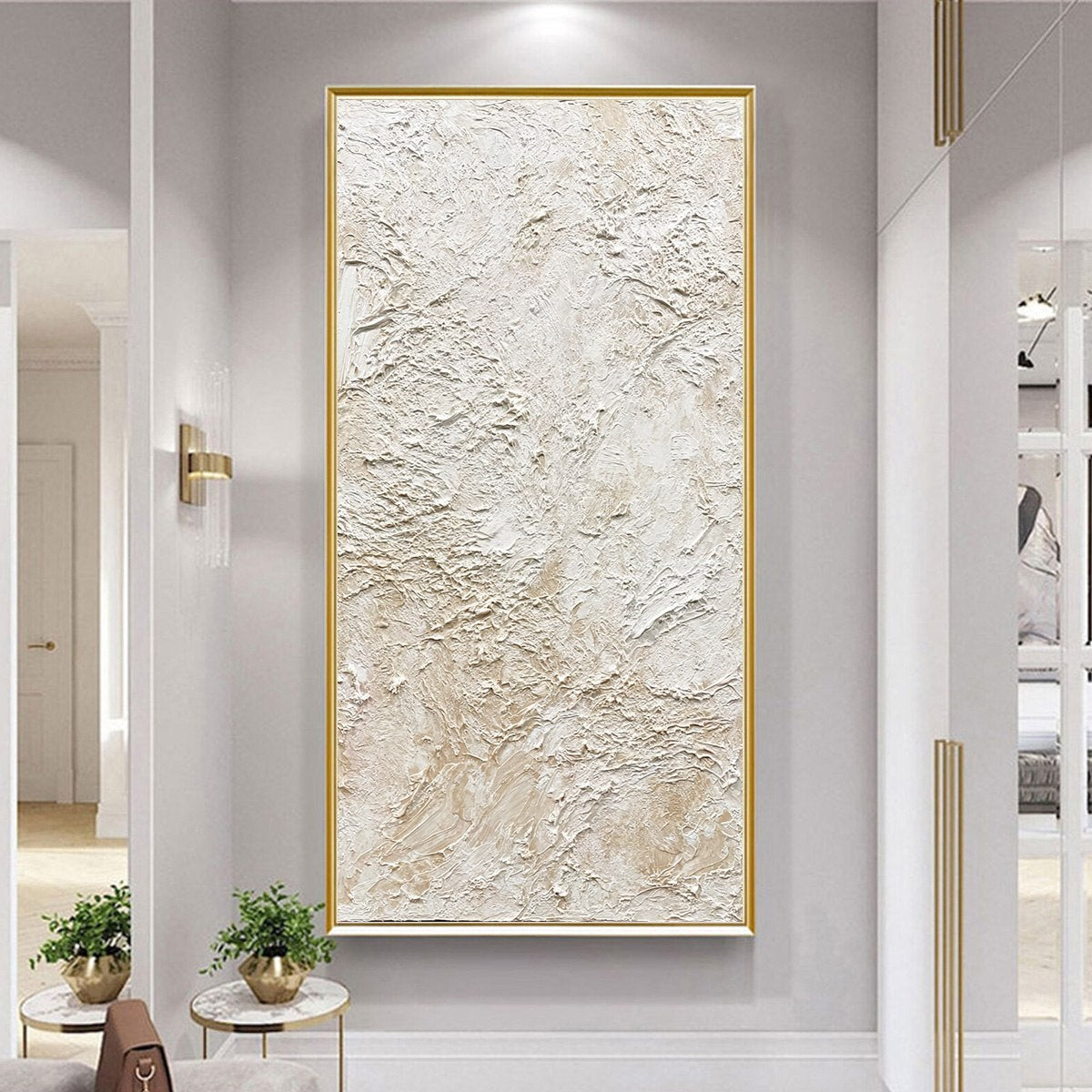 White and Beige Wabi-Sabi Abstract Impasto Oil Painting – Alabaster Veil