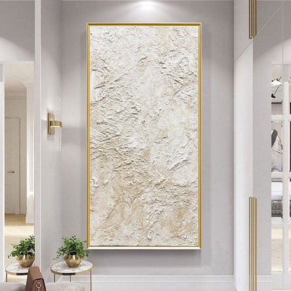 White and Beige Wabi-Sabi Abstract Impasto Oil Painting – Alabaster Veil