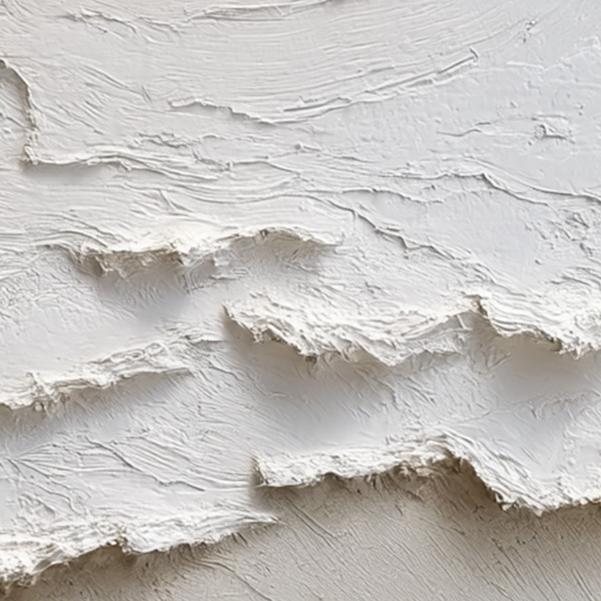 Alpine Whispers hand-painted cream and white textured coastal landscape painting rolled canvas option