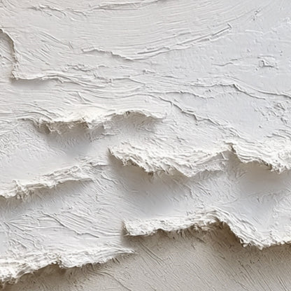Alpine Whispers hand-painted cream and white textured coastal landscape painting rolled canvas option