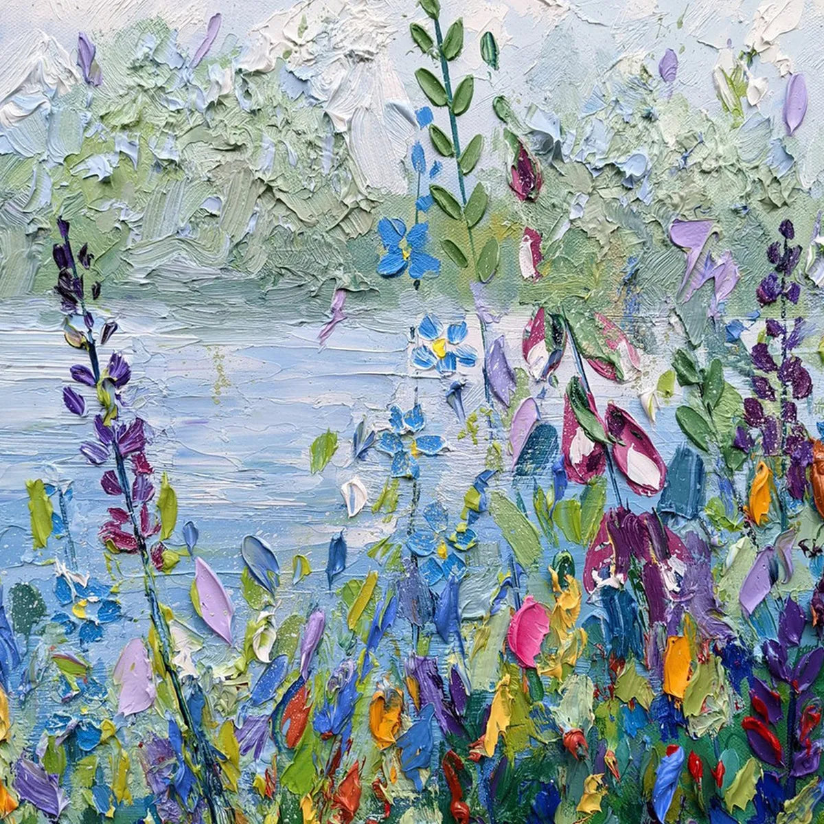 Alpine Meadow – Meadow Impasto Oil Painting, view 4