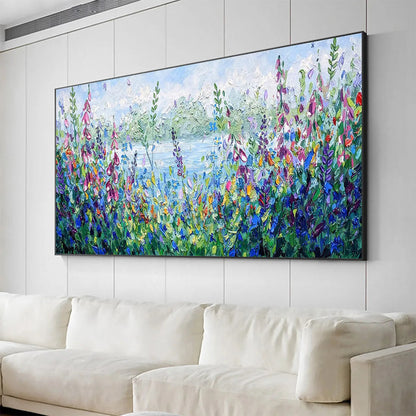 Colorful Meadow Impasto Oil Painting – Alpine Meadow
