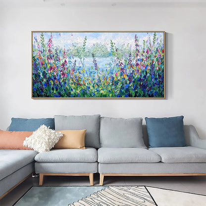 Colorful Meadow Impasto Oil Painting – Alpine Meadow