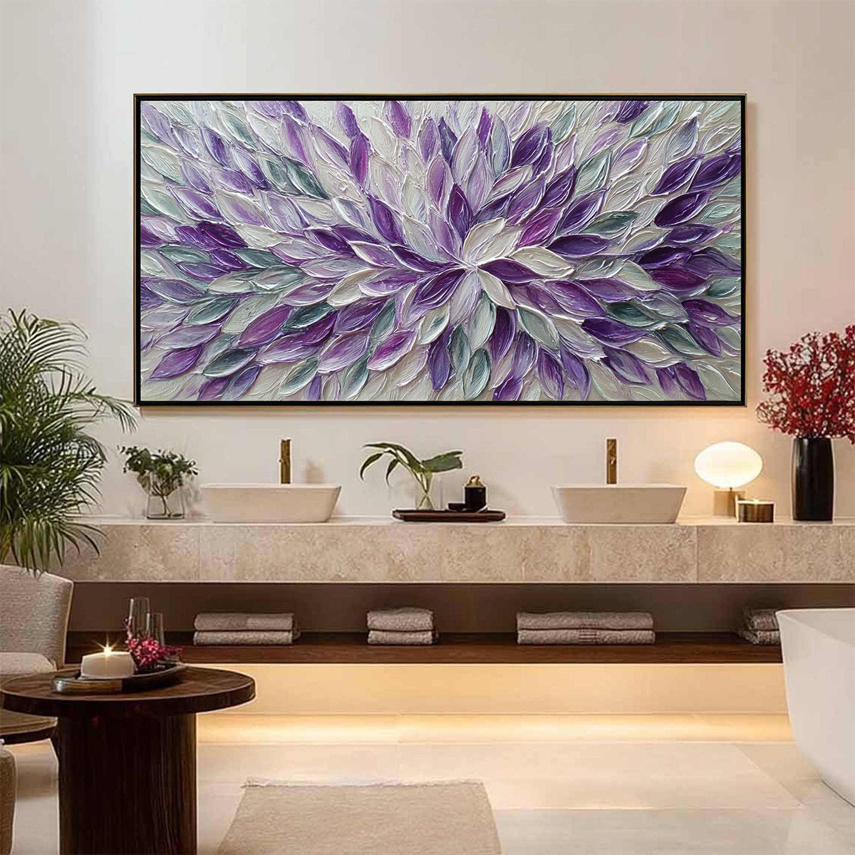 Amethyst Bloom – Floral Impasto Oil Painting, view 2