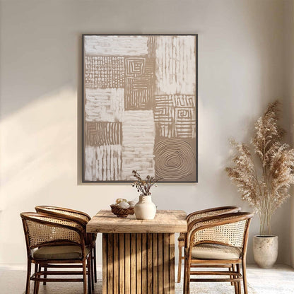 White and Beige Wabi-Sabi Anchor Textured Oil Painting – Ancient Echoes
