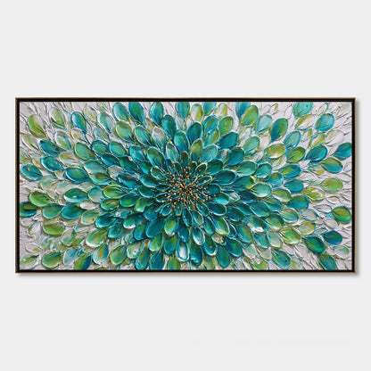 Aqua Bloom – Floral Impasto Oil Painting, view 1