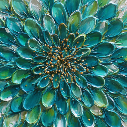 Aqua Bloom – Floral Impasto Oil Painting, view 4
