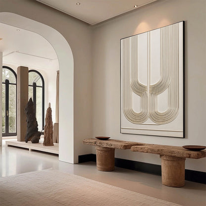 White Wabi-Sabi Architecture Textured Oil Painting – Arcade
