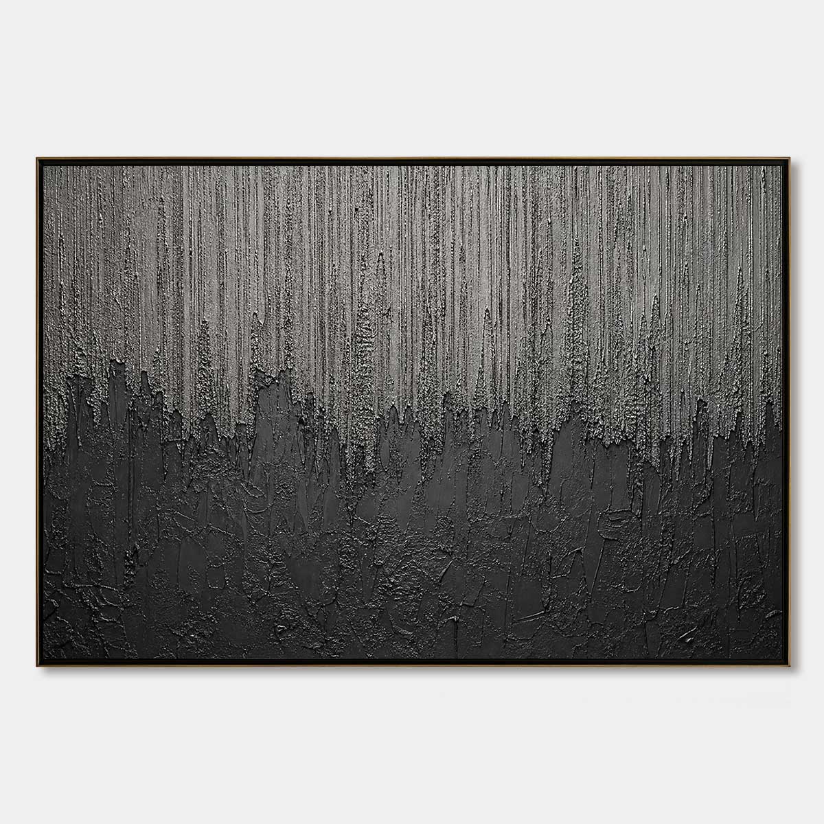 Ashen Cascade – Wabi-Sabi Landscape Impasto Oil Painting, view 1