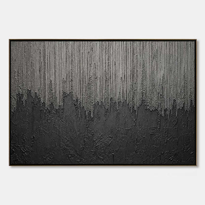 Ashen Cascade – Wabi-Sabi Landscape Impasto Oil Painting, view 1
