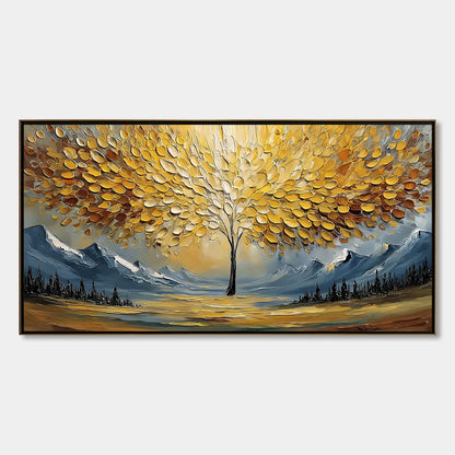 Aura of Gold hand-painted gold and ivory textured tree of life painting rolled canvas option