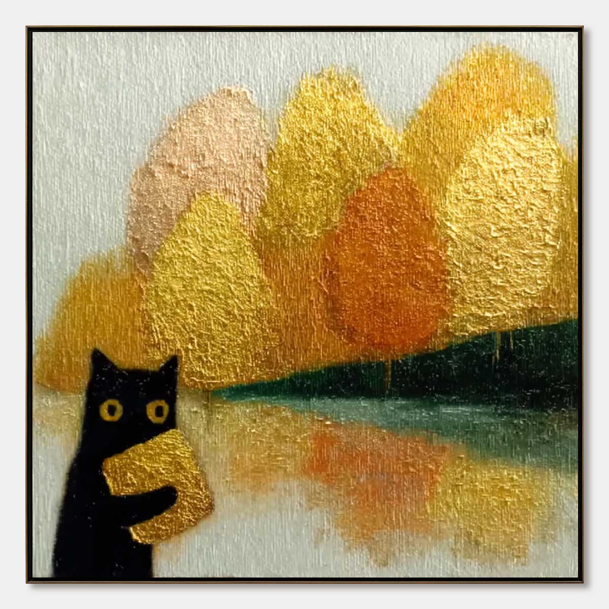 Autumn'S Treasure – Cat Impasto Oil Painting, view 1