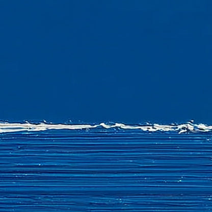 Azure Crest hand-painted white, azure blue and ocean blue textured ocean wave painting shown with white frame
