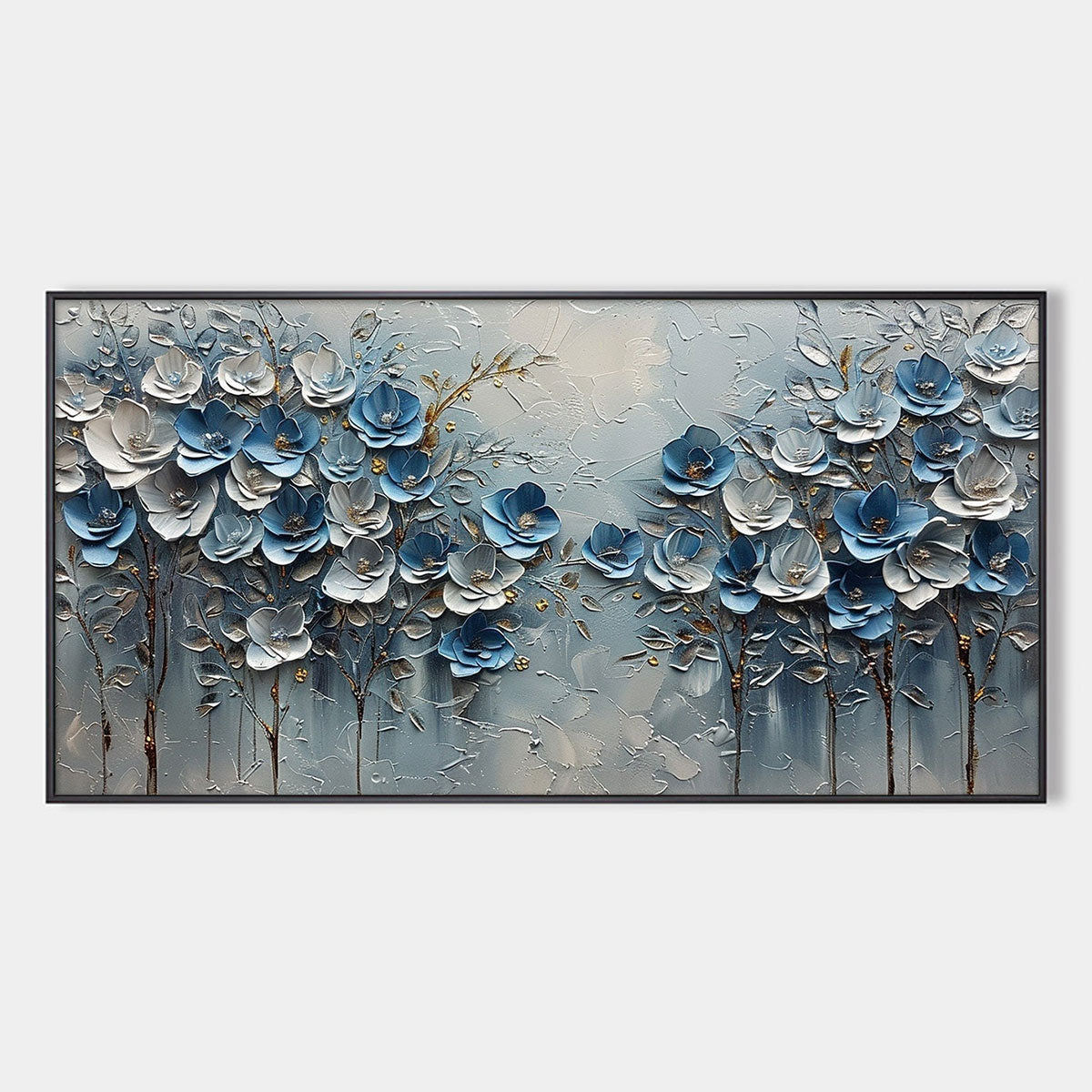 Azure Blossoms – Floral Textured Oil Painting, view 1