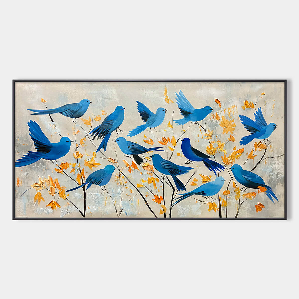 Azure Flight – Minimalist Bird Oil Painting, view 1