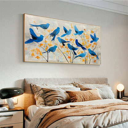 Azure Flight – Minimalist Bird Oil Painting, view 5