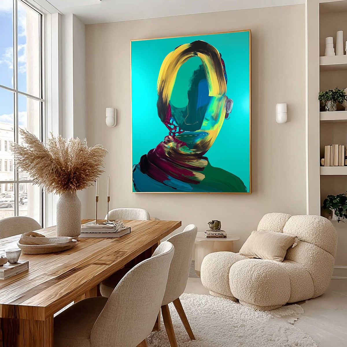 Azure Gaze – Figurative Oil Painting, view 5