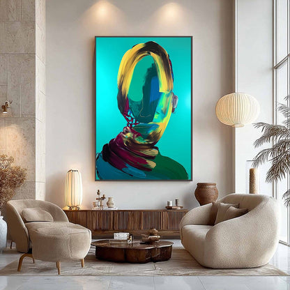Azure Gaze – Figurative Oil Painting, view 3