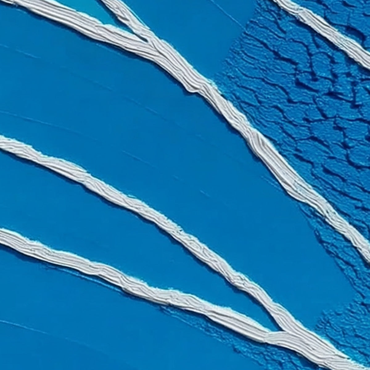 Azure Current hand-painted white, azure blue and ocean blue textured coastal abstract painting shown with white frame