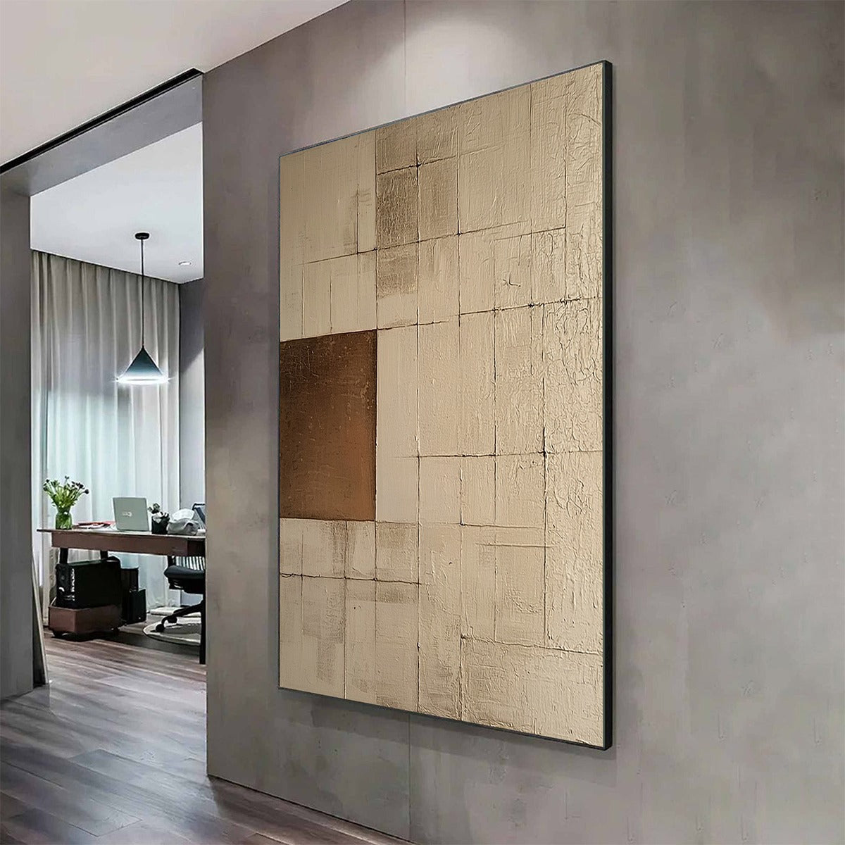 Balance – Wabi-Sabi Geometric Oil Painting, view 3