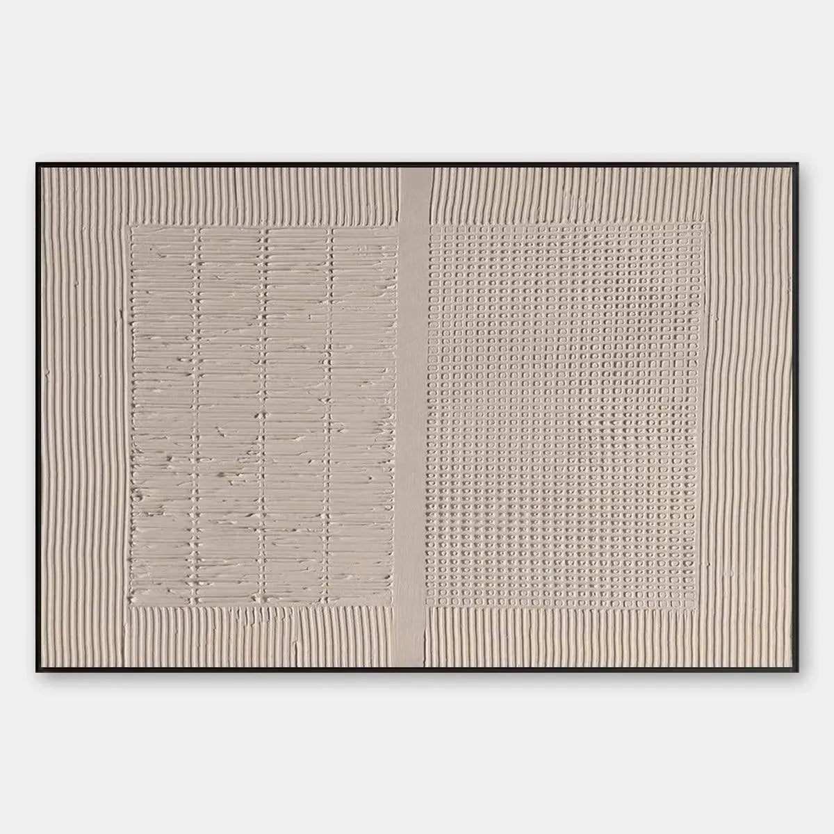 Beige Texture Diptych – Wabi-Sabi Abstract Oil Painting, view 1