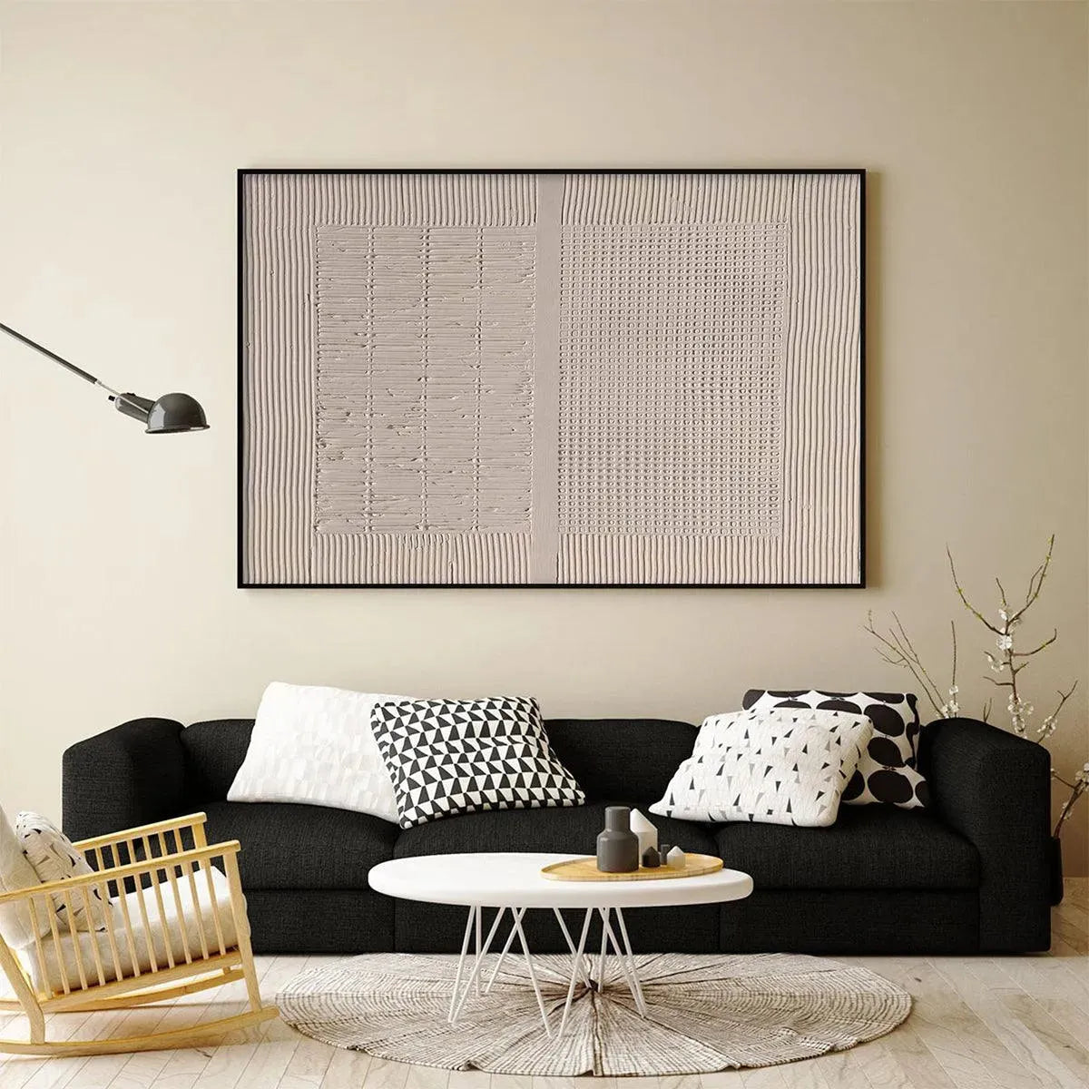 Beige Texture Diptych – Wabi-Sabi Abstract Oil Painting, view 5