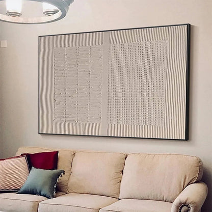 Beige Wabi-Sabi Abstract Textured Oil Painting – Beige Texture Diptych