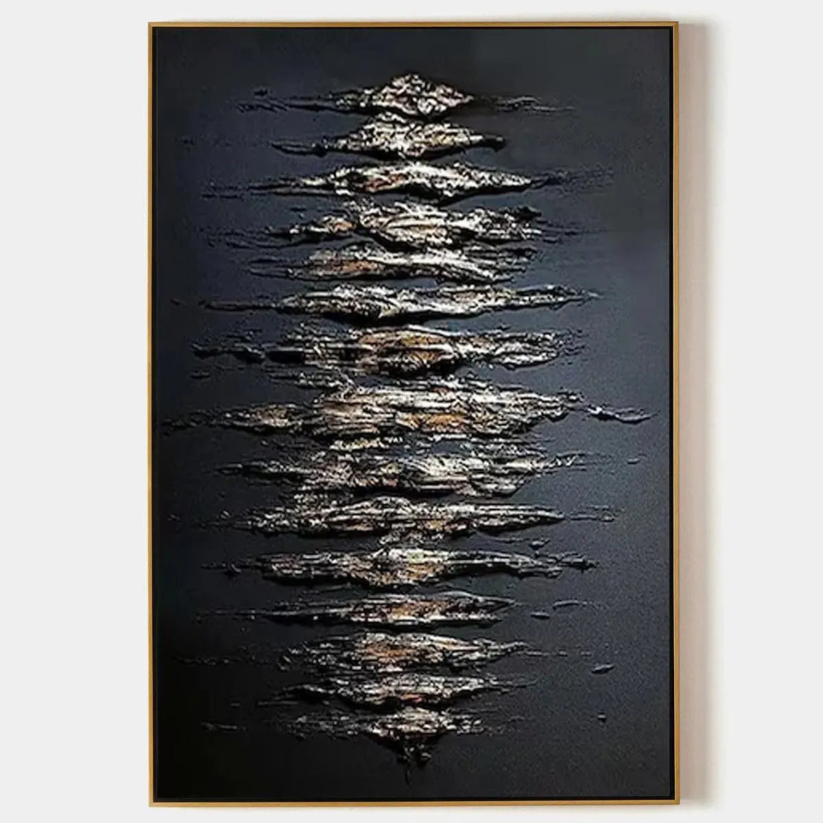 Black And Gold Texture – Wabi-Sabi Abstract Oil Painting, view 1