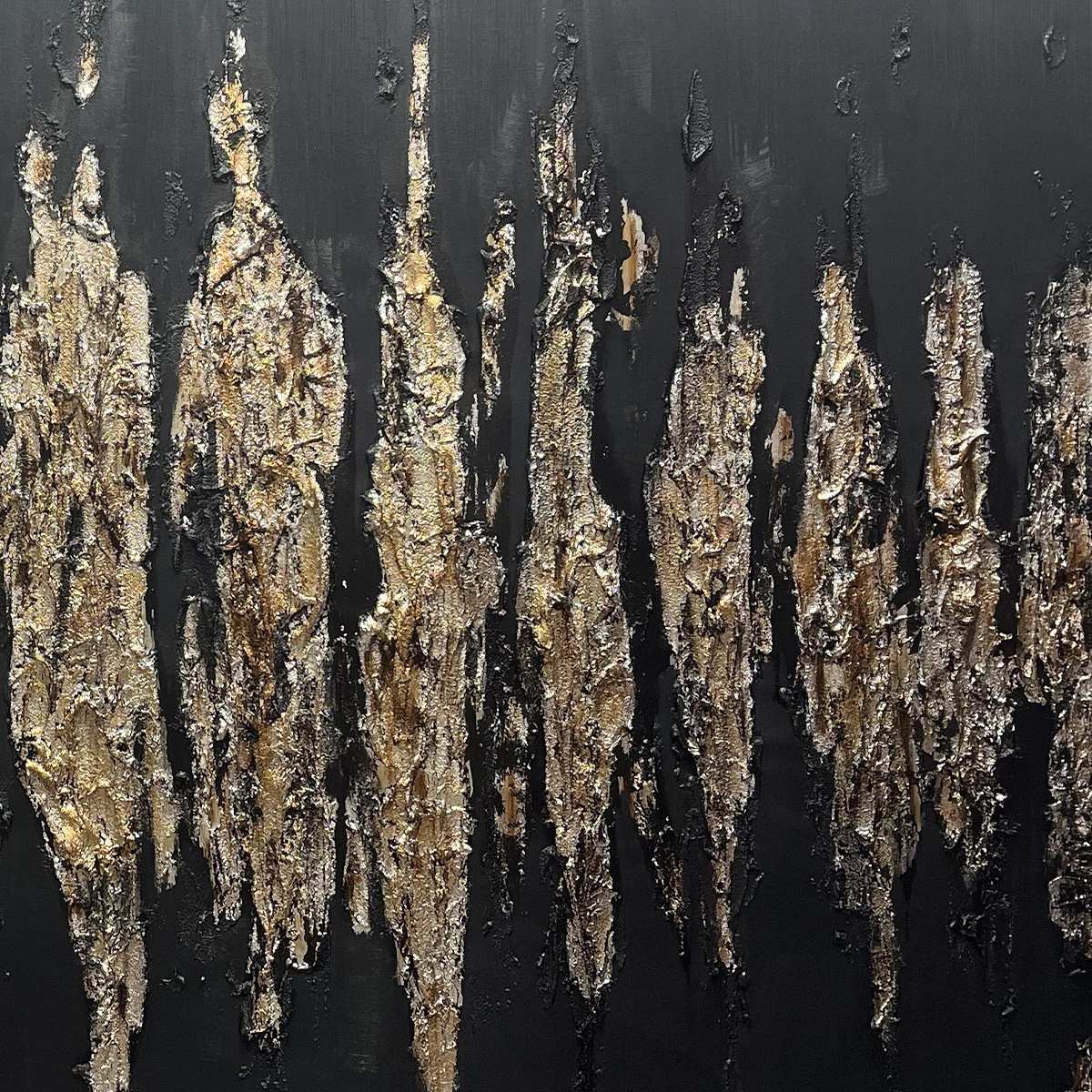 Black And Gold Texture – Wabi-Sabi Abstract Oil Painting, view 4