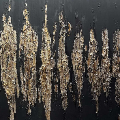 Black And Gold Texture – Wabi-Sabi Abstract Oil Painting, view 4