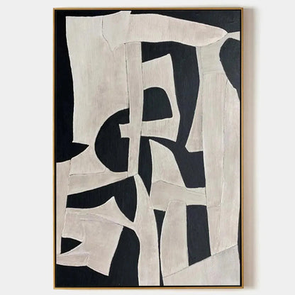 Black And White Abstract – Wabi-Sabi Black and White Abstract Oil Painting, view 1