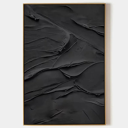 Black Textured Impasto – Wabi-Sabi Abstract Impasto Oil Painting, view 1
