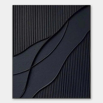 Black Textured Waves – Wabi-Sabi Seascape Oil Painting, view 1