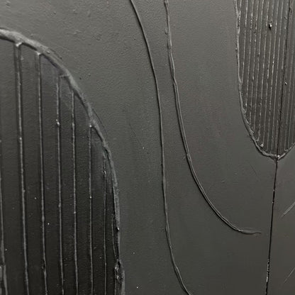 Black Textured Waves Diptych – Wabi-Sabi Seascape Oil Painting, view 4